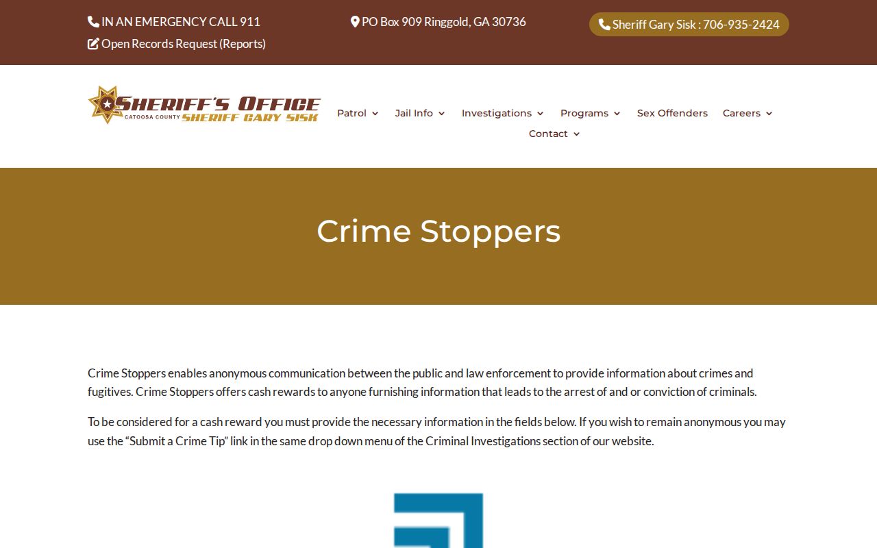 Catoosa County Crime Stoppers tip information for wanted fugitives