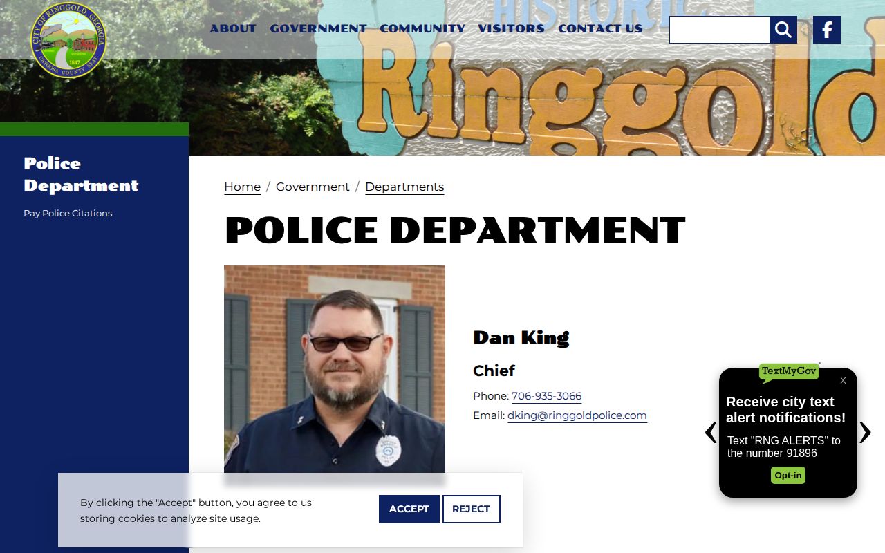 Catoosa County Ringgold Police Department contact route for busted mugshots arrest records